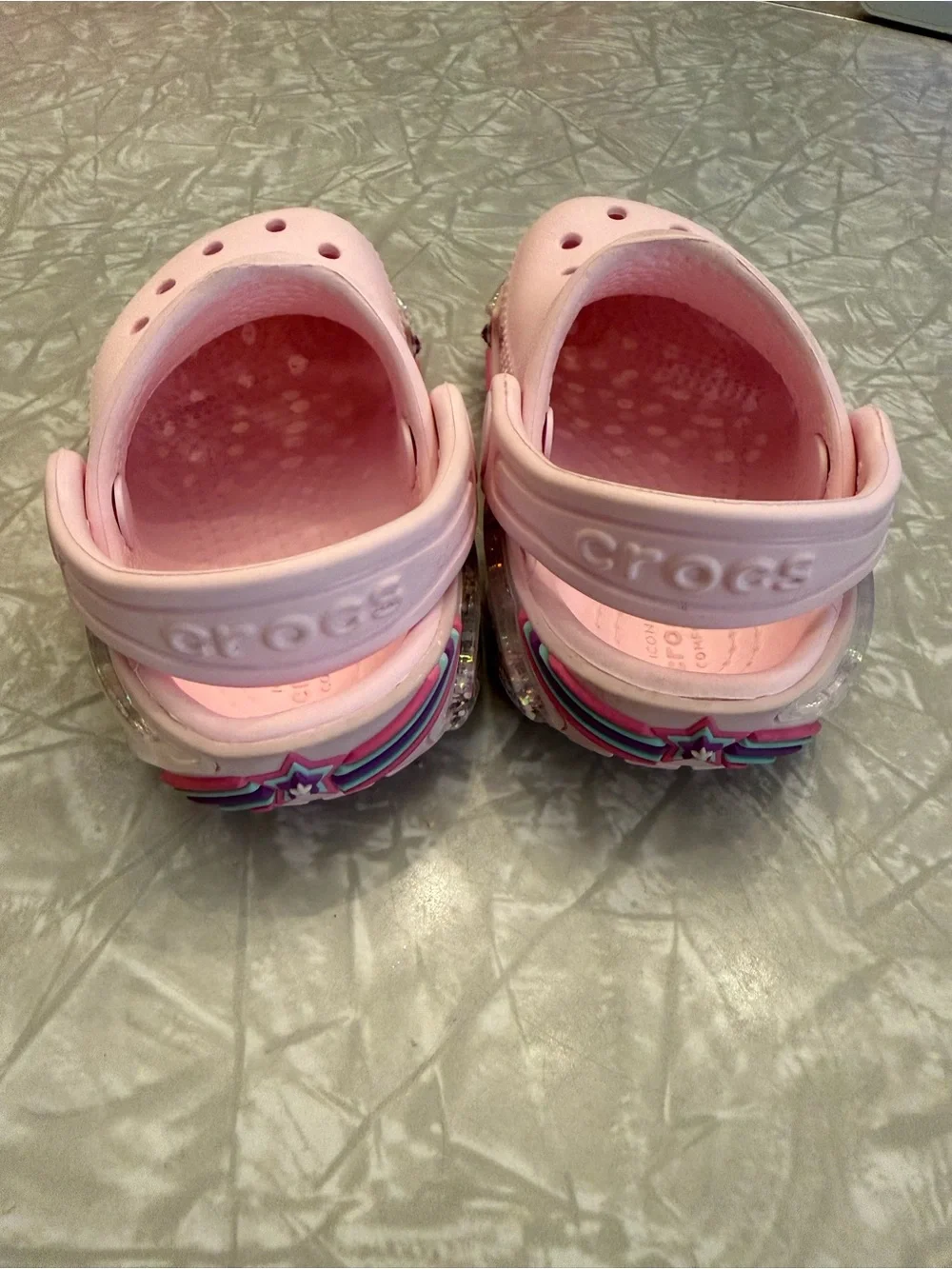 CROCS “Little Kid” Light Pink with Sparkles and Stars
